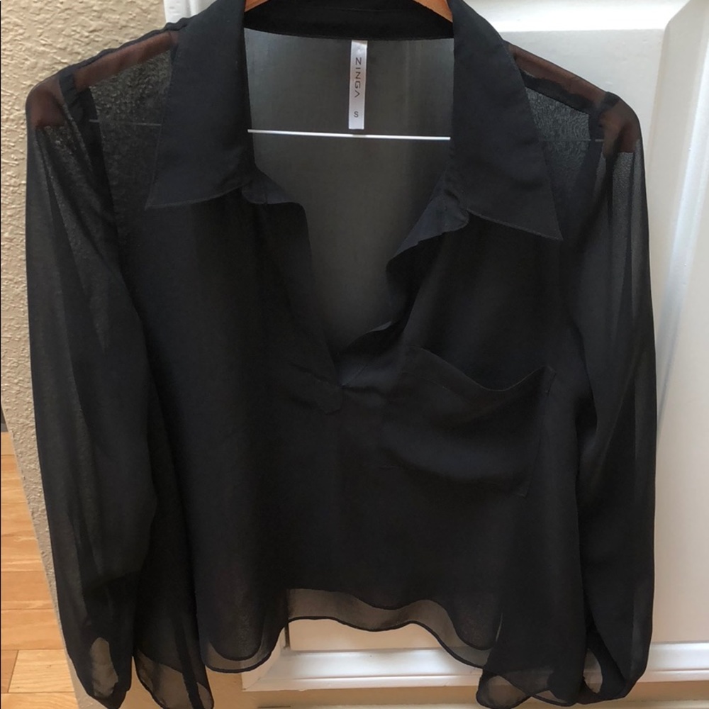 Sheer black blouse